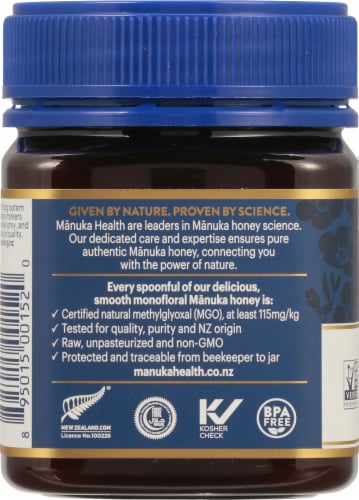 Manuka Health Certified Raw UMF 6+ MGO 115+ Manuka Honey Perspective: left