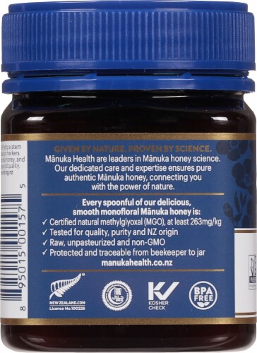 Manuka Health Certified Raw UMF 10+ MGO 263+ Manuka Honey Perspective: left