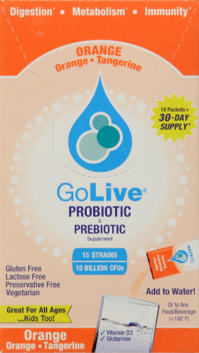 GoLive Orange Probiotic & Prebiotic Drink Mix Perspective: left