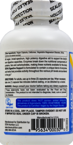 Deva Vegan Digestive Support Dietary Supplement Capsules Perspective: left