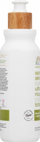 Raw Sugar Living Sensitive Skin Green Tea + Cucumber + Aloe Vera Ultra Nourishing Body Lotion Perspective: left