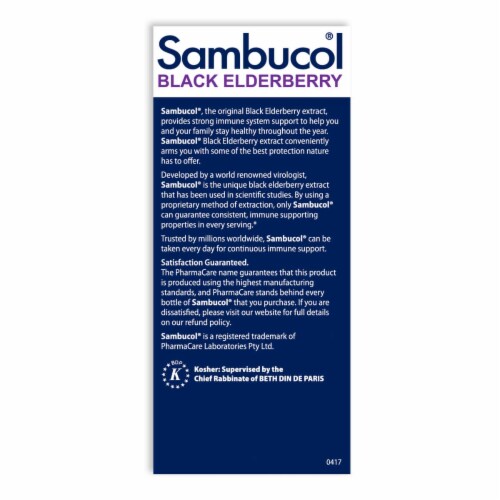 Sambucol® Syrup Black Elderberry Gluten Free Dietary Supplement Perspective: left