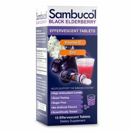 Sambucol® Black Elderberry Effervescent Tablets plus Vitamin C & Zinc Dietary Supplement Perspective: left