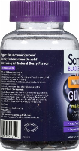 Sambucol® Black Elderberry Immune Support Vegetarian Gummies Perspective: left
