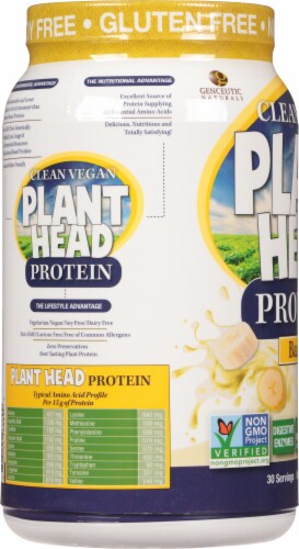 Genceutic Naturals Gluten Free Plant Head Banana Protein Powder Perspective: left