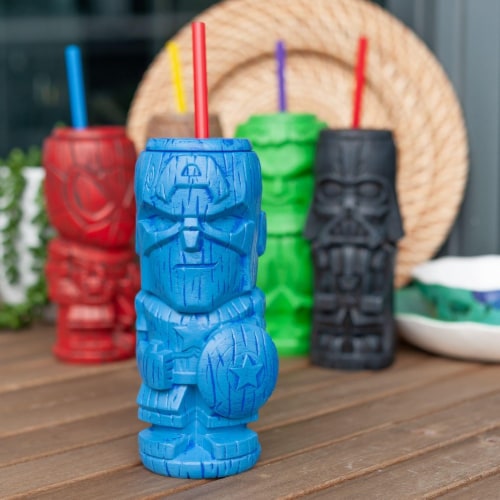 Geeki Tikis Marvel Captain America Tumbler | Tiki Style Cup | Holds 19 Ounces Perspective: left