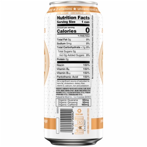 HiBall Peach Sparkling Energy Water Perspective: left
