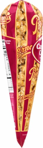 Popcornopolis® Caramel Corn Indulgent Popcorn Cone Perspective: left
