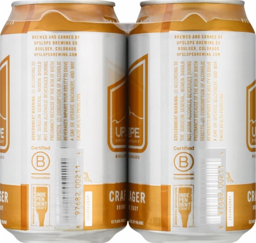 Upslope Craft Lager Beer Cans Perspective: left