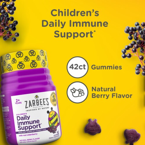 Zarbee's Children's Daily Immune Support Elderberry Gummies Perspective: left
