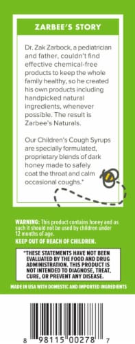 Zarbee's Naturals Children's Cherry Flavor Cough Mucus Liquid Medicine Perspective: left