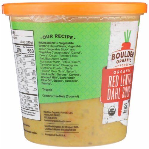 Boulder Organic Foods® Gluten Free Lentil Red Dahl Soup Perspective: left