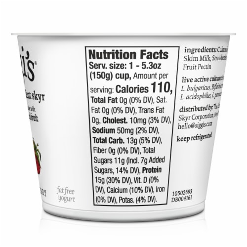 Siggi's® Strawberry Skyr Icelandic-Style Strained Non-Fat Yogurt Perspective: left