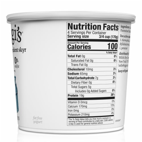 Siggi's® Plain Nonfat Icelandic Style Skyr Yogurt Tub Perspective: left