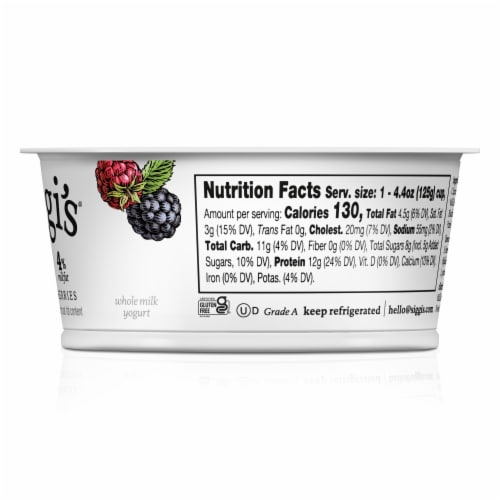 Siggi's Mixed Berries Skyr Icelandic-Style Strained Whole-Milk Yogurt Perspective: left