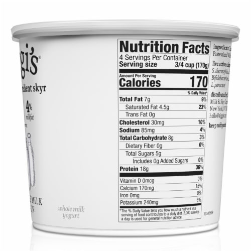 siggi’s Icelandic Skyr Whole Milk Yogurt, Plain Perspective: left