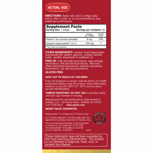 Qunol Mega CoQ10 Ubiquinol Softgels 100mg Perspective: left