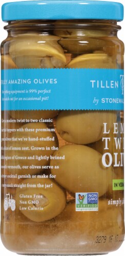 Tillen Farms® Lemon Twist Olives in Vermouth Perspective: left