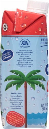 Vita Coco® Coconut Peach & Mango Flavored Bottled Water Perspective: left