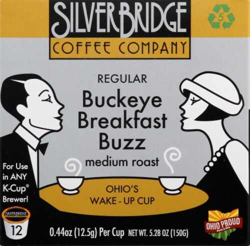 Silver Bridge Buckeye Breakfast Buzz Medium Roast Coffee Pods Perspective: left