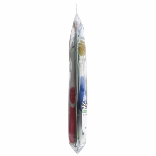 Doctor Plotka's Mouthwatchers Antimicrobial Toothbrushes with Flossing Bristles Family Pack Perspective: left
