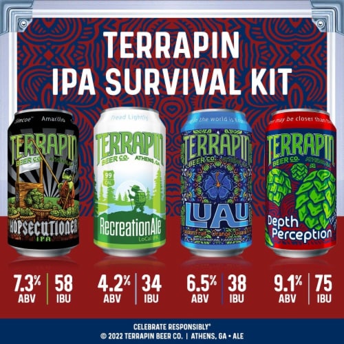 Terrapin Survival Kit IPA Craft Beer Perspective: left
