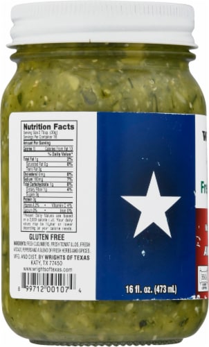 Wrights of Texas Fresh Green Medium Salsa Perspective: left