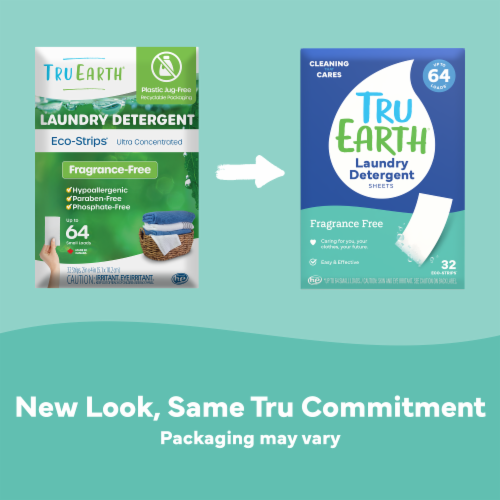 Tru Earth® Eco-Strips Laundry Detergent Sheets Fragrance Free Perspective: left