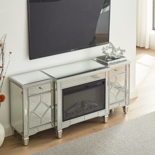 Silver fireplace tv stand hotsell