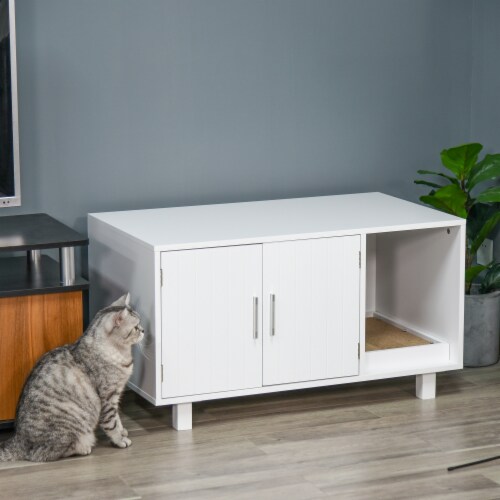 Simplie Fun Versatile Cat Box Ensemble Home Decor, Pet Privacy, Odor Control Perspective: left