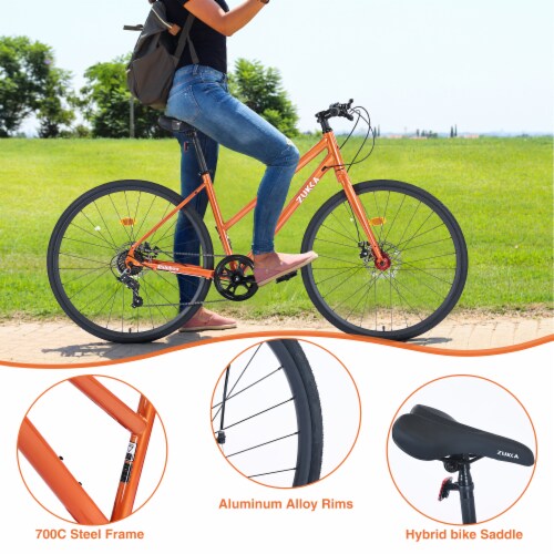 Simplie Fun 7 Speed Hybrid bike Disc Brake 700C Road Bike For men women s City Bicycle 1 count QFC