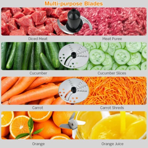 Costway 8 Cup Food Processor 500W Variable Speed Blender Chopper with 3