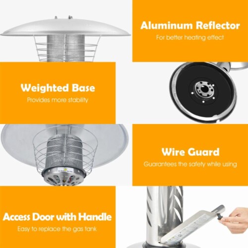 Hivvago 11 000BTU Portable Tabletop Patio Stainless Steel Standing Propane Heater Perspective: left