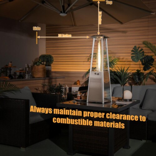 Hivvago 9500 BTU Portable Stainless Steel Tabletop Patio Heater with Glass Tube Perspective: left