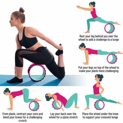 TRAKK ACCU-WHEEL Foam Roller Recovery Wheel for Full Body Pain Relief, Pink Perspective: left