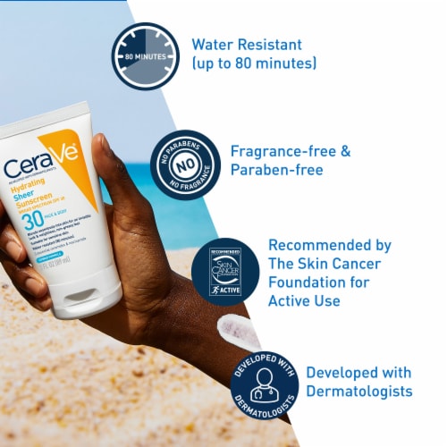 CeraVe Hydrating Sheer Sunscreen SPF 30 for Face and Body 3 fl oz Gerbes Super Markets