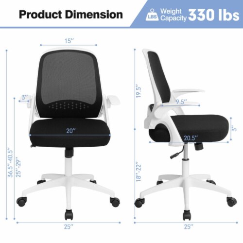 Hivvago Adjustable Mesh Office Chair Rolling Computer Desk Chair with Flip-up Armrest Perspective: left