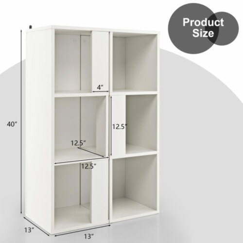 Hivvago 3-Tier 6 Cube Freestanding Bookcase with Anti-toppling Device-White Perspective: left