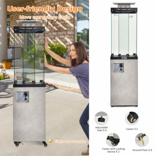 Hivvago 41 000 BTU Propane Patio Heater with Metal Hood-Gray Perspective: left