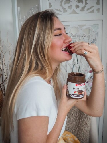 Nutilight 11 Oz No Sugar Added Hazelnut Spread with Cocoa and Milk Perspective: left