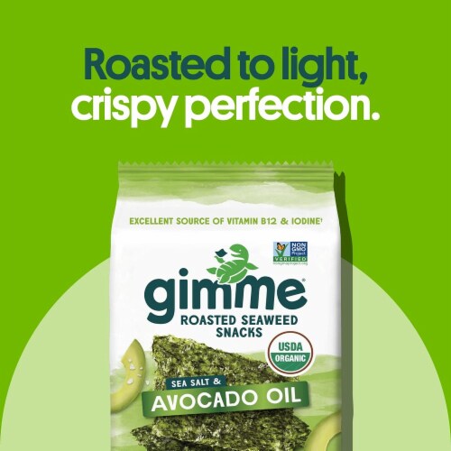 Gimme Organic Seaweed, Sea Salt & Avocado Oil, 20 Count – Keto, Vegan, Gluten-Free Snack Perspective: left