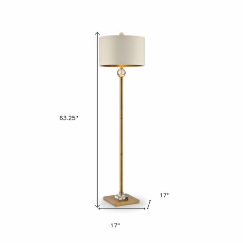 63 inch Gold Column Floor Lamp With Off White Drum Shade 1 Smith s Food and Drug