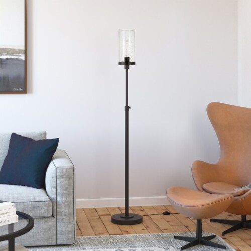 66 inch Black Torchiere Floor Lamp With Clear Seeded Glass Drum Shade 1 Smith s Food and Drug