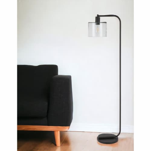 Black floor lamp with glass shade cheap