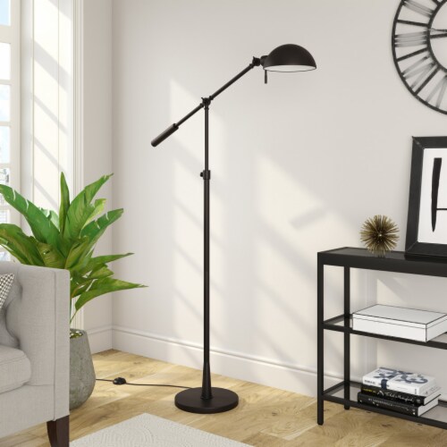 61 inch Black Adjustable Swing Arm Floor Lamp With Black Cone Shade 1 Kroger