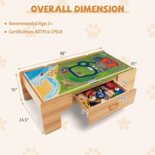 Kidkraft train table with trundle drawers online