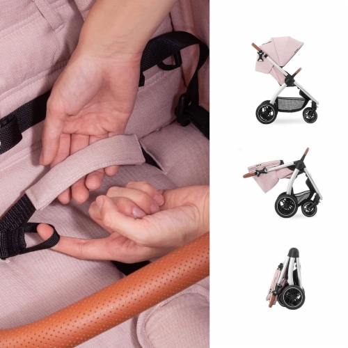 hauck Uptown Deluxe Folding Stroller with Cup Holder and Canopy, Melange Rose Perspective: left