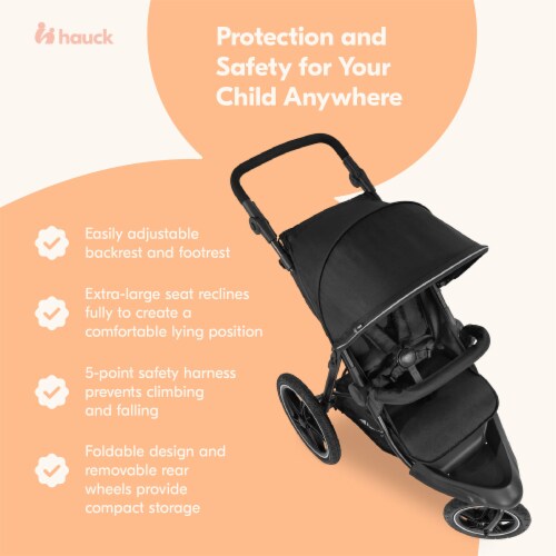 hauck Runner 2 Compact Foldable Tricycle Jogger Buggy Stroller Pushchair Black 1 Piece Gerbes Super Markets