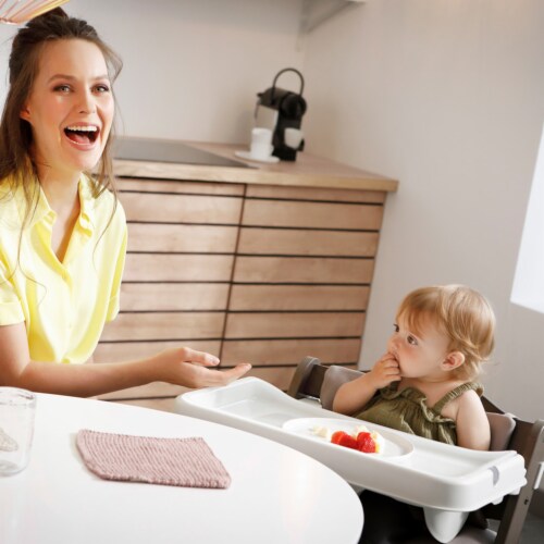 hauck Alpha High Chair Tray Table Compatible with Wooden Alpha+ and Beta+, White Perspective: left