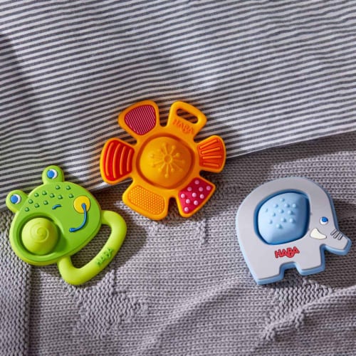 HABA Popping Flower Silicone Teething & Clutching Toy Perspective: left